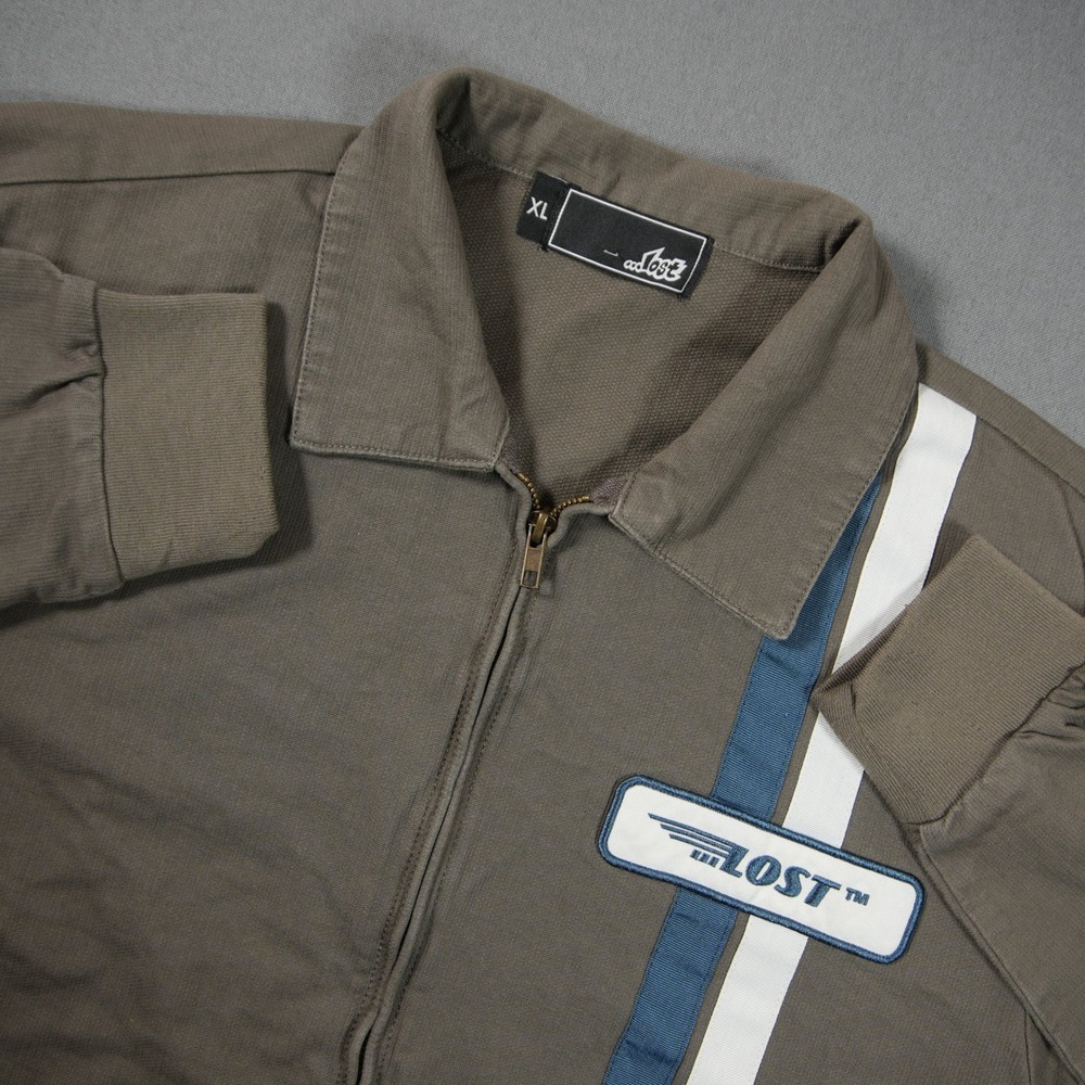 Y2K Lost Enterprises Racing Mechanic Skate Stripe Zip Canvas Men Jacket XL Retro